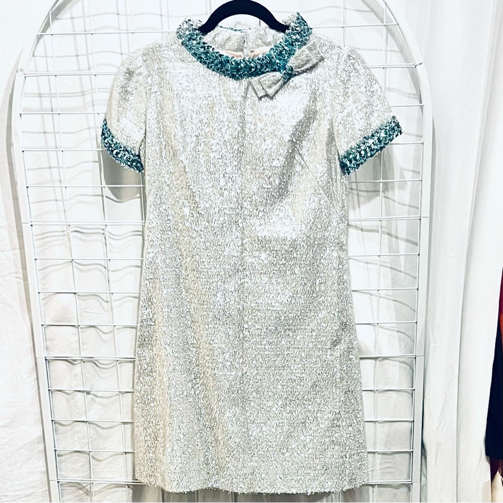 Vintage 60’s Eyelash Silver A-Line Party Dress. A Mini Dress NWOT. Never Worn